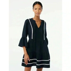 Scoop Women's Lace Trimmed Mini Dress with ¾ -Length Sleeves NWT Size Small 4-6